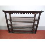 A Late XVIII Century Oak Delft Rack, with stepped cornice, shaped and pierced frieze, three