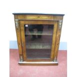 A XIX Century Walnut Pier Cabinet, with ebonised moulding, inlaid frieze and glazed doors with