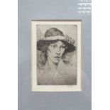 •AFTER AUGUSTUS EDWIN JOHN (1878-1961)Woman in a Hat, etching, signed in pencil in the margin,17.5 x