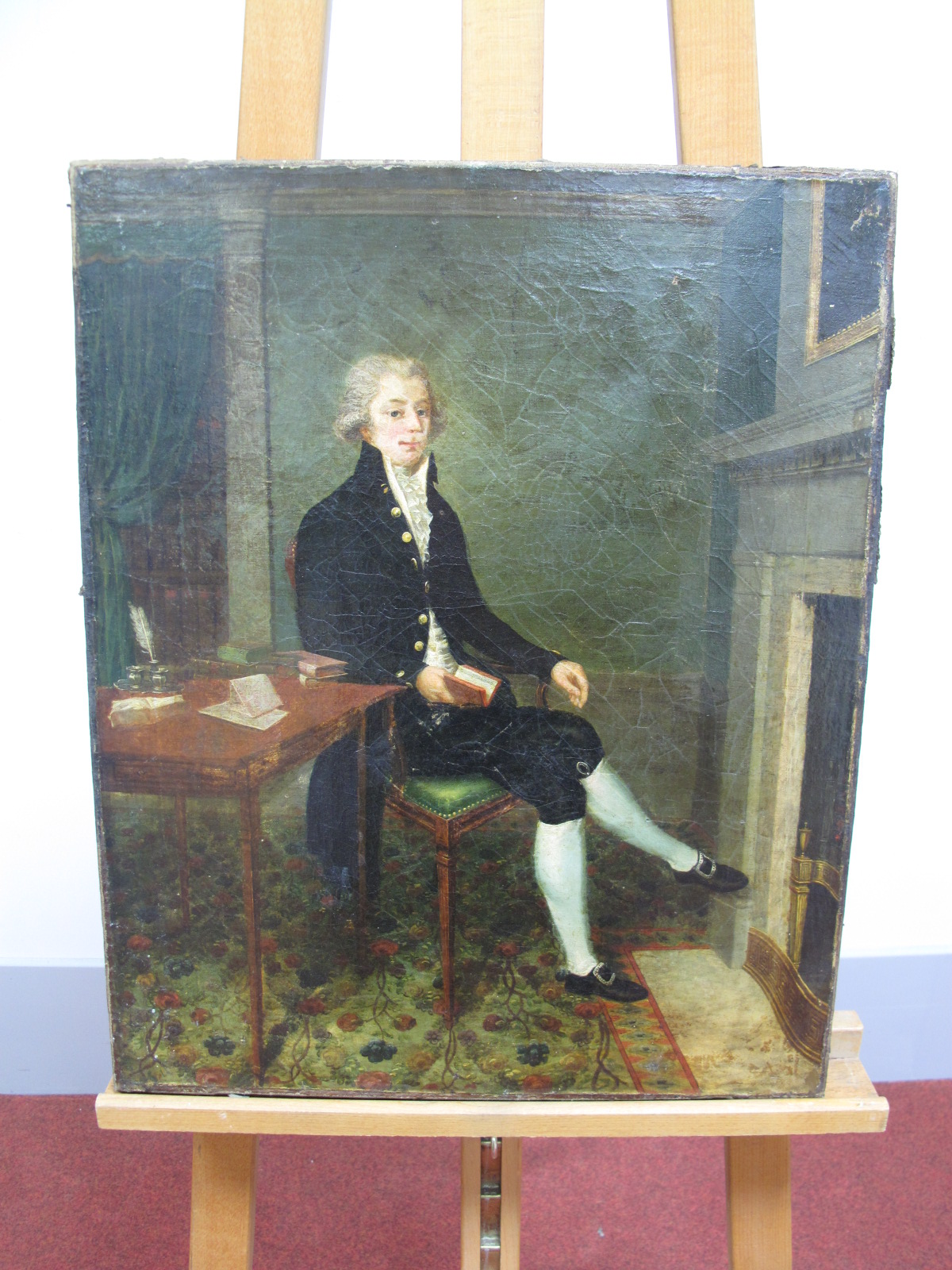 ENGLISH SCHOOL (Late XVIII Century)Portrait of a Gentleman, full length, seated in an armchair,