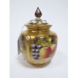 A Late XX Century Royal Worcester Bone China Pot Pourri Jar and Cover, of shaped circular section,