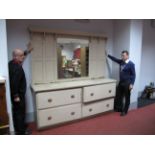 A XIX Century Painted Pine Shop Display Mirror Back Cabinet, with stepped pediment supported by