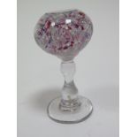 A XIX Century Wig Stand Paperweight, with five elongated bubble inclusions set amongst scattered