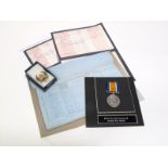 A WWI British War Medal, to No.59231 Pte. John Gomersall, Machine Gun Corps, includes a copy of