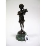 S. BAGARD (Continental School, Late XX Century)Study of a Young Girl, bronze, standing holding a