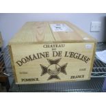 Wine - Chateau Du Domaine de L'Eglise Pomerol 2008, 12 bottle original wooden case.