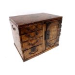 A Late XIX Century Japanese Cha Tansu, (tea chest), of rectangular form, allover parquetry decorated