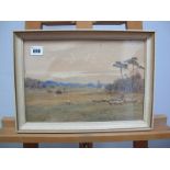FRANK SALTFLEET (1860-1937)Rural Landscape with Herded Sheep, watercolour, signed lower left,22.5