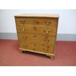 A Late XVIII / Early XIX Century Pine Chest, with four long drawers, on bracket feet, 83cms high,