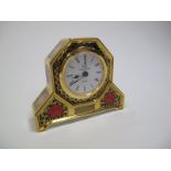 A Royal Crown Derby Bone China Clock, painted and gilt in the Old Imari palette, pattern no. 1128,