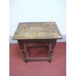 An Early XVIII Century and Later Joined Oak Side Table, with a rectangular top on turned and block
