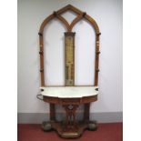 A XIX Century Light Oak Gothic Style Hallstand, with arcaded back, mounted with turned hangers,