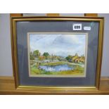 •GEORGE CUNNINGHAM (Sheffield Artist, 1924-1996)Foolow Duck Pond, Derbyshire, watercolour, signed