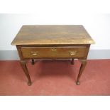 A Mid XVIII Century and Later Oak Side Table, with a (later) rectangular top and single drawer on