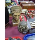 Carved Hardstone Bust of a Classical Male Figure, together with bust of an Egyptian lady.