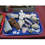 A Collection of Rock and Mineral Samples, including amethyst, novelty "bunch of grapes", coral,