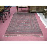 Middle Eastern Short Tassled Rug, circa 1920's, with seven central wavy motifs and all over