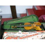 XIX Century Violin, with two piece back, bearing label Richard Peat, Tibshelf, Alfreton. Together