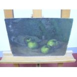 # Oil On Board, still life study of apples, 24.5 x 35cms, unframed.