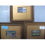 Three Miniature Watercolours of Countryside Scenes, indistinctly signed, 2.5 x 3.5cms.