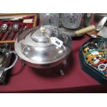Tiffany & Co; A Plated Chafing Dish on Stand, the circular pan with pull off cover, initialled,