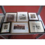 H.V. Simmons Etching of London Bridge, 12.5 x 15cms, Laura Boyd "On Guard" and others. (6)