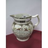 A XIX Century Pottery, agricultural themed jug featuring "That By The Plough Would Thrive" over