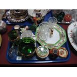 A Noritake Cake Plate, lead crystal vases, Weatherby model duck, a pair of pottery salts with silver