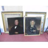 # A Pair of XIX Century Portrait Oils on Canvas, Society Gentleman, 75 x 62cms (laid on board);