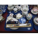 A Spode Blue and White Transfer Printed Jar and Cover, a Bloor Derby coffee can, Wedgwood oval tray,