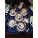 Six Royal Grafton Bone China Cups and saucers, with gilt bands, floral decoration, together with a