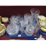 An Edinburgh Lead Crystal Jar and Cover, a set of six crystal bowls, wine coaster, a XIX Century tot