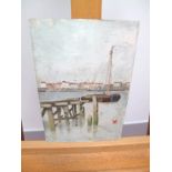 # C.B. Gotch Oil on Board "A Harbour View", 23.5 x 16cms, Conduit Street galleries label verso.