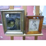 XIX Century Miniature John More in His Majesty's Collection, in a maple frame, 11.5 x 9cms, together