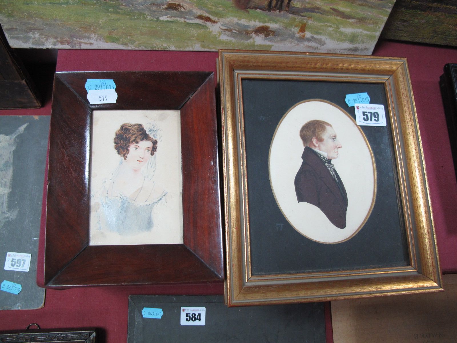 XIX Century Miniature Watercolour of a Gentleman, Richard Dighton to back of frame, and another of a