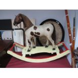 A Late XIX Century/ Early XX Century Childs Rocking Horse. Made from real animal hide to a hollow