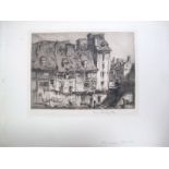 •# AFTER FRANK BRANGWYN (1867-1956), Old Houses, Espalion, etching, signed in pencil in the margin