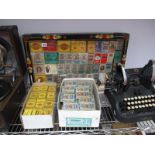 A Large Quantity of Vintage Cigarette Packets, two boxes plus others in a Barge Ware painted display