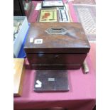 A XIX Century Walnut Sewing Box, with fitted interior and secret single drawer, together with a