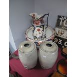 A Late XIX Century S. H and Sons 'Naples' Pottery Toilet Jug and Bowl, a H. Alcock & Co 'Kenilworth'