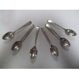 A Set of Six Hallmarked Silver Old English Pattern Teaspoons, W.T, London 1827.