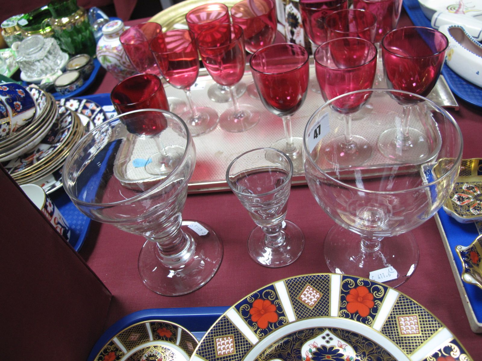 A XIX Century Ale Glass, with conical bowl and knopped stem, another similar ale glass and stepped