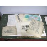 # Attributed to (Frank) H.F. Constantine Quantity of Pencil Drawings and Sketches, pastels,