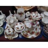 Royal Albert "Old Country Roses", first quality, comprising three tier cake stand, ginger jar,