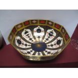 Modern Royal Crown Derby China First Quality Fruit Bowl, of octagonal form, painted and gilt in