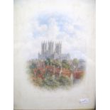 George Fall (c.1848-1925) Rooftops of York with the Minster Beyond, watercolour, signed lower