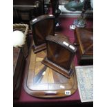 A Pair of Early XX Century Mahogany Brazilian Marquetry Book Ends, together oval shaped tray and