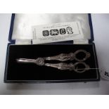 A Pair of Hallmarked Silver Grape Scissors, in fitted case.