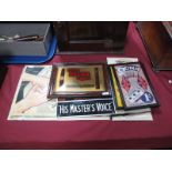 Advertising Signs, including an enamel "His Masters Voice", Mabel Lucy Attwell, Razor Blades,