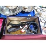 A Set of Ebony and Silver Dressing Table Items, etc.